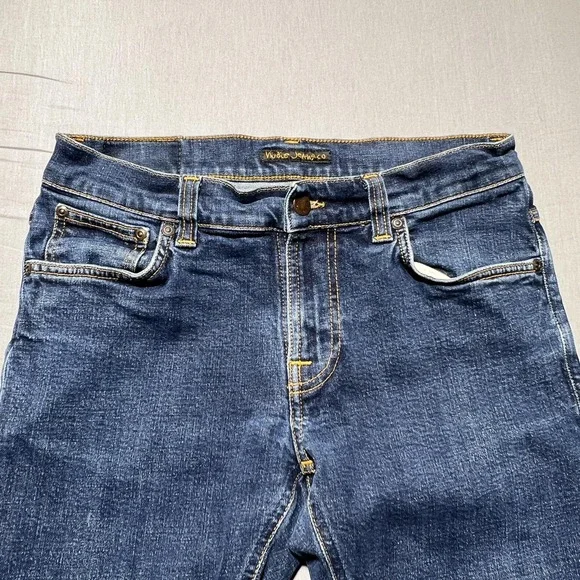 Nudie Jeans Tight Terry Jeans Rinse Twill Mens 31x26 Blue Slim Fit Pants - Picture 6 of 16